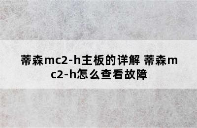 蒂森mc2-h主板的详解 蒂森mc2-h怎么查看故障